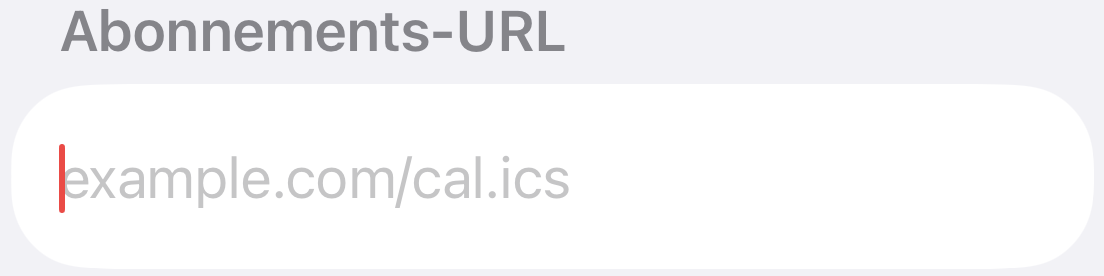 iOS 26 enter iCal URL