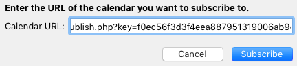 MacOS iCal feed subscription