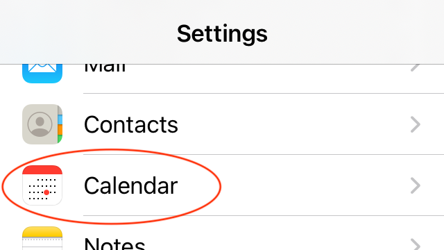 iOS Calendar settings