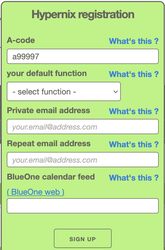 Hypernix registration pop-up